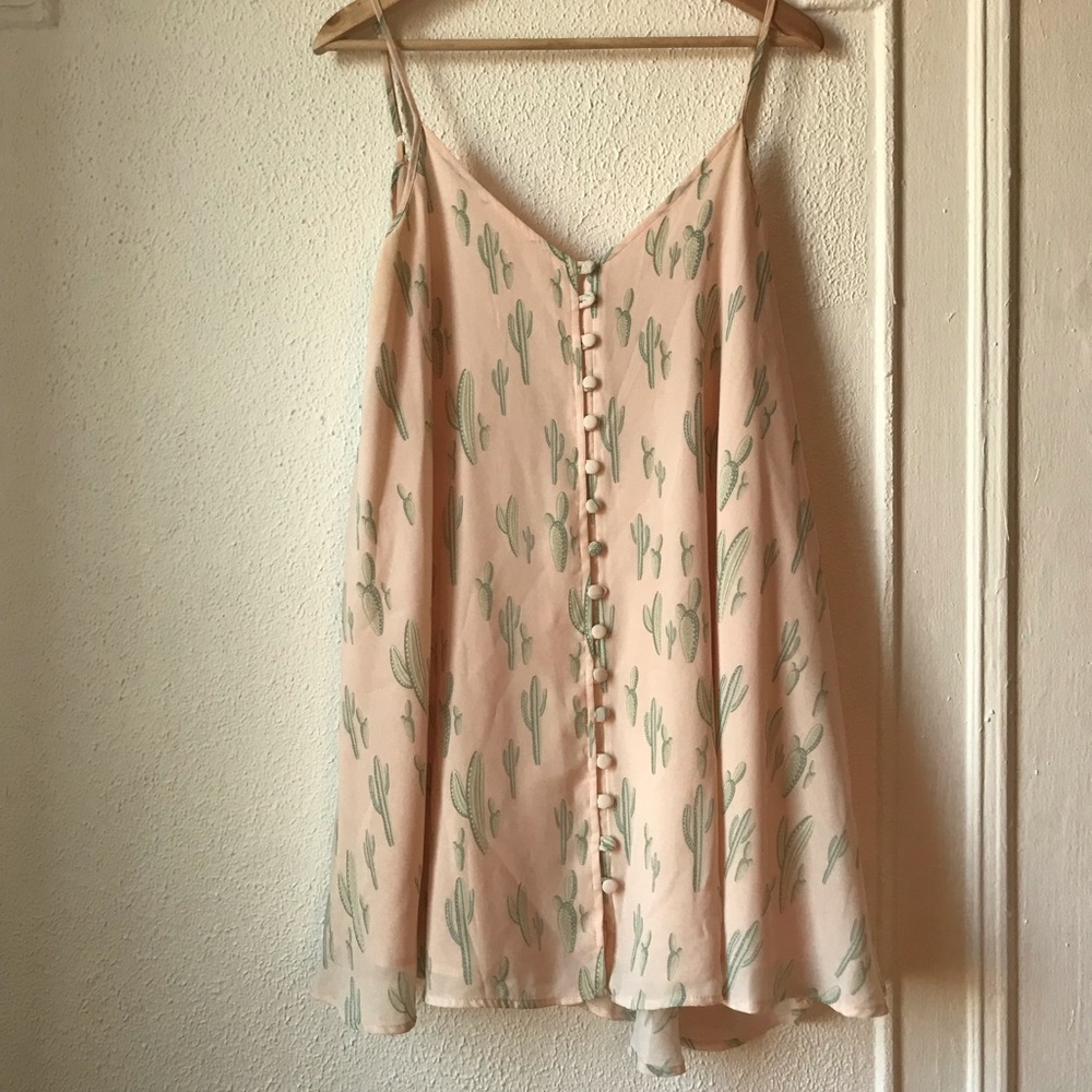 Lulus blush swing cactus dress
